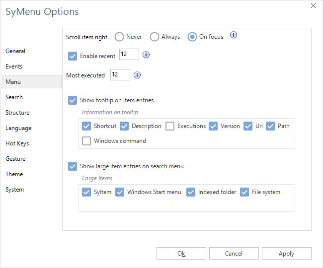 Configuration Menu Options - Menu